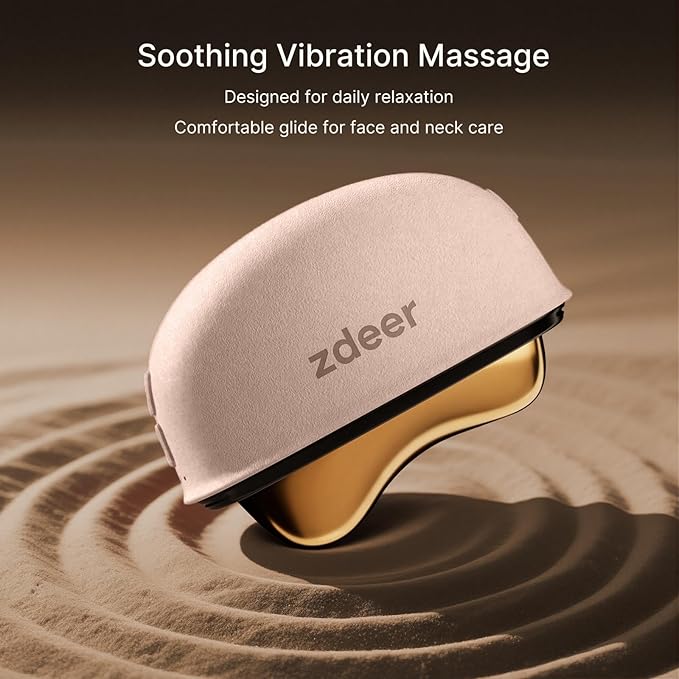 ZDEER GS5 Electric Heated Gua Sha Facial Sculpting Tool with Vibration, LED Red Light Therapy Face & Neck Massager, Skin Firming Device, Premium Gift for Women Mom, Includes 2 10ml Massage Oil, Pink