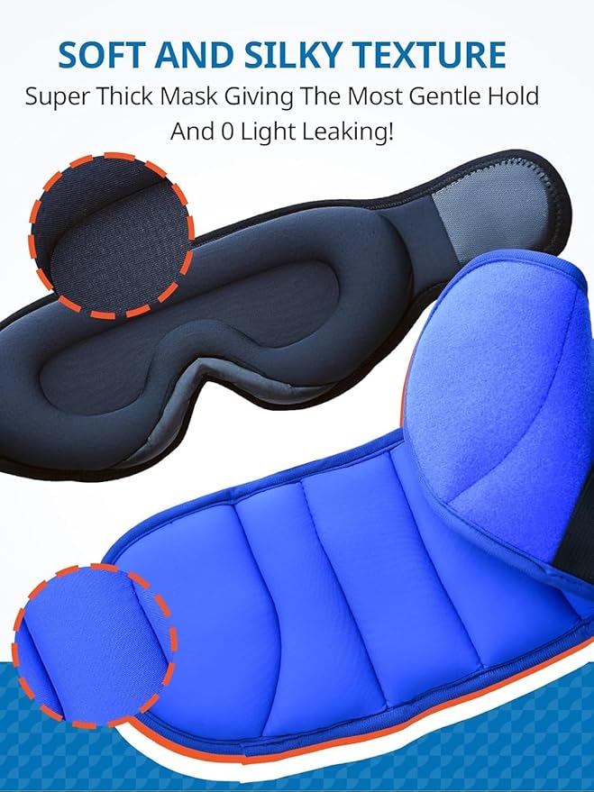 SARISUN Travel Pillows for Airplanes with Sleep Eye Mask, Chin Strap, Airplane Pillow for Long Flights, Car Road Trip, 360° Support Headrest, Travel Essentials Stop Bobblehead, Mottled Blue