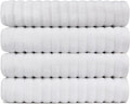 Black & White Brands Brazilian Beach/Pool/Bath Towel - Ultimate Absorbent Luxury XL 36x70 100% Cotton Wave (4 White Towels, Poly Pinstripe)