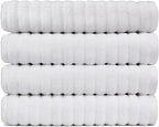 Black & White Brands Brazilian Beach/Pool/Bath Towel - Ultimate Absorbent Luxury XL 36x70 100% Cotton Wave (4 White Towels, Poly Pinstripe)