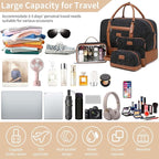 Wogarl 4PCS Weekender Bags for Women Large Overnight Weekend Travel Duffel Carry on Shoulder with Shoe Compartment Canvas Toiletry Bag for Travel Business Gym