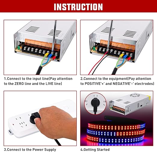 Nilight AC 110V/220V to DC 12V Voltage Converter 50A 600W Switching Power Supply Adapter Transformer Low Voltage Output LED Driver for LED Strip Light Radio CCTV Camera Security Video System