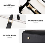 MOSISO Laptop Tote Bag for Women, 15.6 inch Waterproof PU Leather Work Bag with Clutch Purse & Bowknot, Large Capacity Handbag Shoulder Computer Bags Work Briefcase for Business Teacher Office, Black