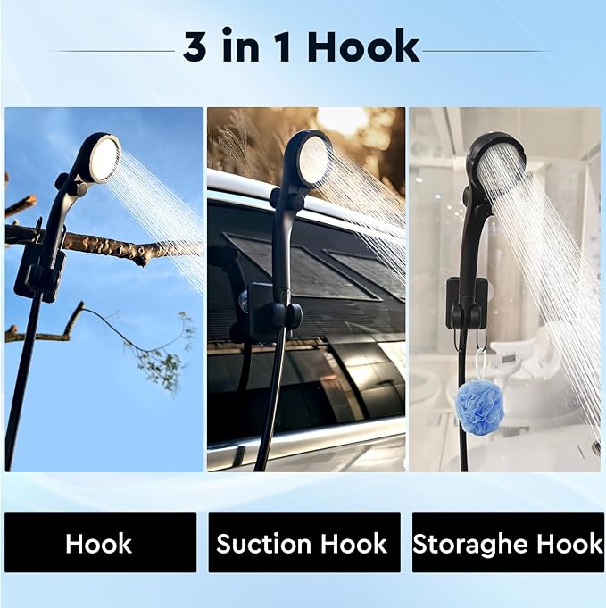 Fotgear Portable Camping Shower - 6000mAh Rechargeable Outdoor Shower with LED Display - IPX7 Waterproof Camping Shower Kit for Hiking, Travel, Car Washing, RV, Pet Bath