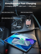 SUPERONE 【Upgraded】 Retractable Car Charger 4 in 1, Fast Car Phone Charger with Cord 2.6ft, USB C Car Charger Adapter, Compatible with iPhone 17/16/15/15 Pro Max/14/13/12/11, Galaxy, Pixel