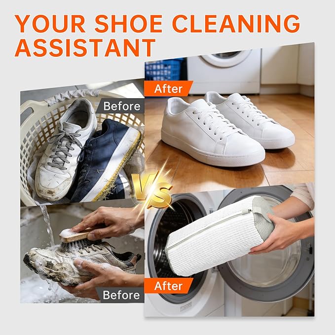 1PCS Shoes Washing Machine Bags, Laundry Shoe Bag for Washer and Dryer, Reusable and Durable Zipper Sneaker Shoe Washing Bag, Tennis Shoes Cleaning Bag for All Shoe Types (Pure white)