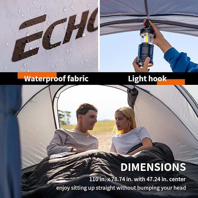EchoSmile Pop Up Camping Tent, 2/4/6 Person Easy Setup Tent, Water Resistant Dome, Portable with Carry Bag