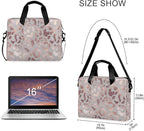 Rose Gold Leopard Print Pink Laptop Messenger Bag Case Sleeve Crossbody Briefcase for Men Women with Shoulder Strap Handle 13 14 15.6 inch