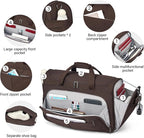 Hanke Large Capacity Travel Duffel Bag, Carry On Luggage with 12 Pockets, 17 Inch Laptop Compartment, Wet Dry Separation & Independent Shoe Bag, Lightweight Foldable Duffel Bag for Women Men（Coffee）