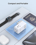 TROND Outlet Splitter with 360 Rotating Plug, 3 AC Plug Extender with 2 USB-C & 2 USB-A Ports, Additional Outlets Off to Side, Useful Adapter with Rotating Design for Home Travel Cruise Essentials