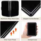 ELFISH Mini RFID Aluminum Wallet Credit Cards Holder Business Card Case Metal ID Case for Men Women (Black)