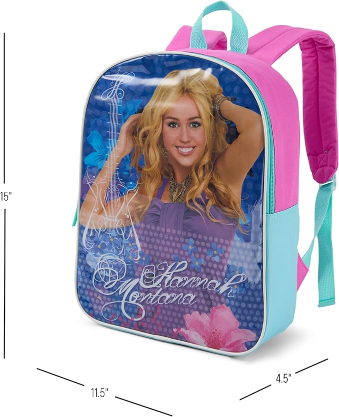 Disney Hannah Montana Backpack for Kids - Cute & Durable Kids Backpack for Girls with Padded Straps & Zip Compartment - Ideal Toddler Bookbag for School & Travel - 15”