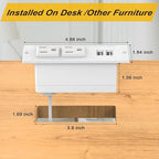 Recessed Outlet Desk Outlets with USB Ports Recessed Power Strip with 2-Socket 2-USB Charging Ports Desktop Power Grommet Charging Station with 6FT Extension Power Cord,Flat Plug