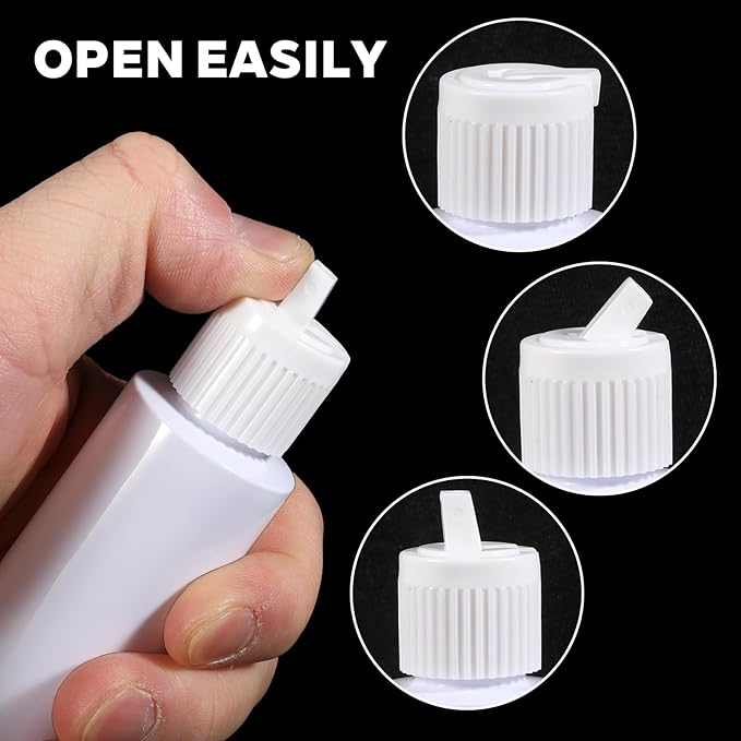 2 Oz Travel Squeeze Bottle with Flip-top Pour Spout, 4Pcs Small Plastic Bottles Refillable Squeeze Bottle for for Lotion, Shampoo, Various Liquids (White)
