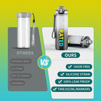 QLUR Water Bottle with Straw, 27oz Motivational Water Bottles with Time Marker to Drink, Tritan BPA Free, 750ml Sports Water Bottle with Carry Strap LeakProof for School Fitness Outdoor (1Pack)
