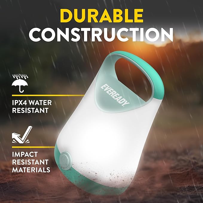 Eveready LED Camping Lantern X-250 (2-Pack), Super Bright Tent Lights, Rugged Water Resistant LED Lanterns, 100 Hour Run-time (Batteries Included), Teal