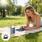 50000mAh Solar Portable Charger - 120W High Power Solar Battery Bank with LED Light, 4 Outputs 3 Inputs External Power Pack for Cell Phones, Ideal for Camping, Road Trips, Fishing & Outdoor (White)