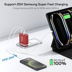 2Pack USB C Fast Charger Block, Total 60W 5-Port USB C Wall Charger 30W Type C Charging Block, 2USB C+3USB A PD 3.0 Multiport Charging Cube for iPhone 17 16 15 14 Pro Max, G-alaxy S26 S25 Ultra, i Pad