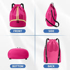 JELUTAR Drawstring Backpack Gym Bag with Shoes Compartment for Soccer, Basketball, Swim, Water-Resistant String Backpack Beach Cinch for Women Men, Rose