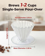 Pour Over Coffee Dripper with 40 Paper Filters, Coffee Filter Cup, Manual Drip Coffee Brewer, Easy Clean, Ideal for Beginners, Home Office Camping 1-2 Cup