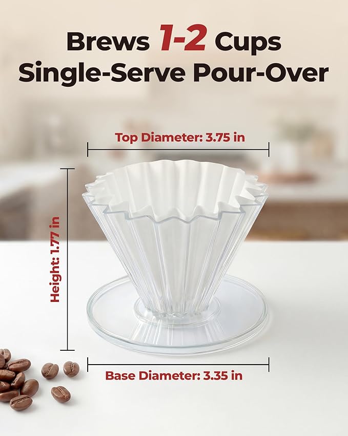 Pour Over Coffee Dripper with 40 Paper Filters, Coffee Filter Cup, Manual Drip Coffee Brewer, Easy Clean, Ideal for Beginners, Home Office Camping 1-2 Cup