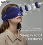 Sleep Mask with Headphones Bluetooth 5.4, TOPOINT 3D Eye Mask Blackout with Soft Bamboo Cotton for Side Sleepers Women Men, Sleep Headphones Earphones HD Speaker Microphone for Travel Meditation Gift