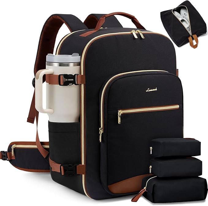 LOVEVOOK 56L Travel Backpack for Women & Men, Airline Approved Carry On Luggage with 3 Packing Cubes, TSA Overnight Bags, Waterproof Personal Item Bag, Weekender Essentials Backpacks fits 17" Laptop
