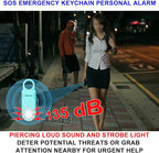 135dB Rechargeable Personal Safety Alarm Built-in Ultra-Bright Flashlight Non Slip Grip Keychain Emergency SOS Siren for Women, Students, Night Runner. Loud Sound Hiking Bear Alerts with Hook. Aqua