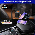 [Apple MFi Certified] Retractable Car Charger, Linocell 120W USB C Car Charger Dynamic Power Adapter 4 in 1 PD/QC Type C Fast Charging Cigarette Lighter for iPhone 17/17 Pro Max/16 Pro/15/Galaxy/Pixel