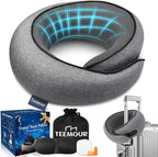 Travel Pillow Memory Foam Neck Pillow for Airplanes Long Flight Comfort 360° Support Airplane Pillow Design for Car Rides, and Home Use Travel Essentials, with Eye Mask, Earplugs and Storage Bag Large