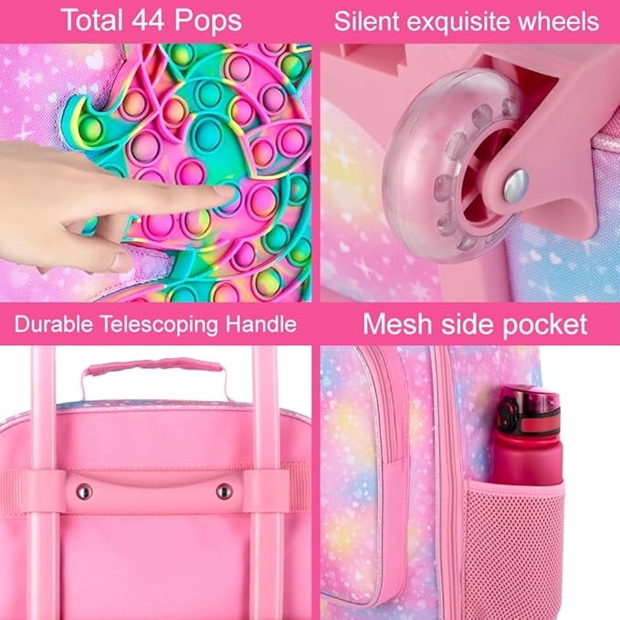 WZLVO Kids Luggage for Boys and Girls, Cute Dinosaur Unicorn Rolling Wheels Suitcase for Toddler Children