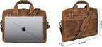 LEATHER VILLAGE 18" Leather Laptop Messenger Briefcase Bag for Men-Leather Satchel for Travel and Office Shoulder Bag- Sun Tan Brown