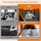 URPOWER Dogs Back Seat Extender with Non-Slip Blanket, 2 in 1 Hard Bottom Dog Car Seat Cover & Removable Dog Car Bed Mat, Waterproof Dogs Hammock for Car and SUV, Pet Rear Seat Protector Holds 400lbs