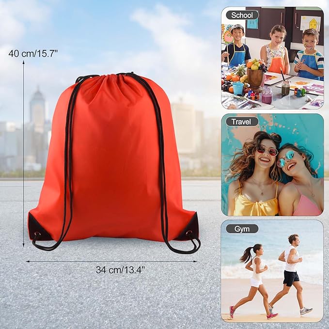 PLULON 2Pcs Drawstring Bags Bulk Drawstring Backpack Pink Red String Backpack Cinch Sack Sport Gym Backpack Bags for Yoga Traveling Outdoor Sports