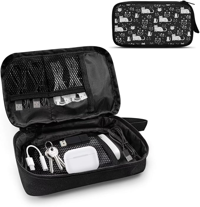 Cats Print Electronic Organizer Travel Case Waterproof Travel Cord Organizer Pouch, All-in-One Storage Bag for Accessories, Charger, Cable