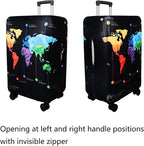 WUJIAONIAO Travel Luggage Cover Baggage Suitcase Cover Protector Skins 18-32 Inch (map, L (for 25-28 inch luggage))