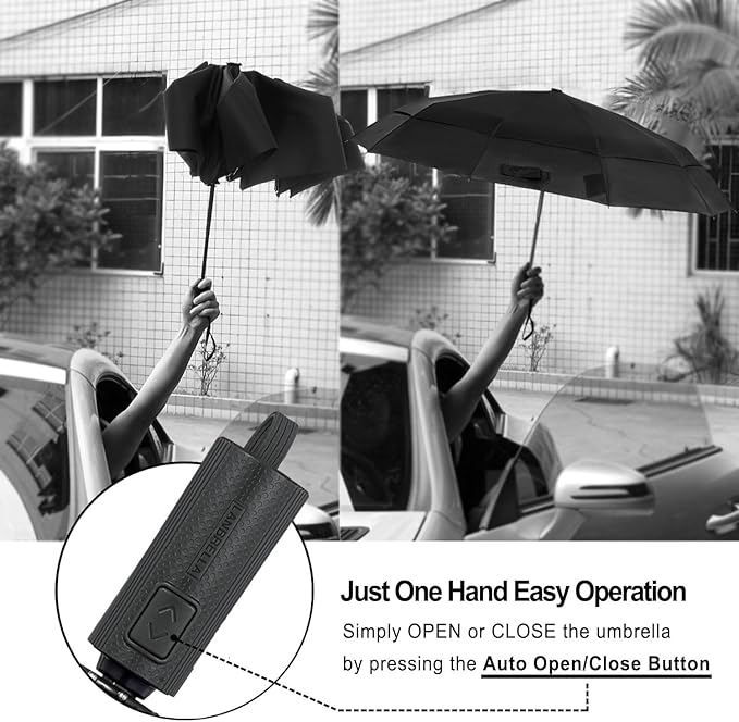 LANBRELLA Umbrella Windproof Compact Travel Umbrella Auto Open Close for Rain