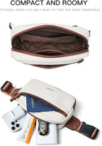 LATMAP 2L Fanny Packs Everywhere Belt Bag Small Fashion Crossbody Waist Pack Faux Leather Waterproof Sling Chest Bag For Women Trendy Beige