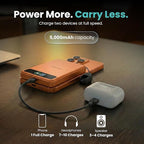5K Magnetic Power Bank, Orange, Qi2 Certified 15W Wireless Charger, LCD Display, Ultra-Slim Solid-State Battery Pack for iPhone 17/16, Lightweight Travel, Everyday Use USB-C Portable Charger