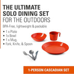 GSI Outdoors Cascadian Table Set I 6-Piece Camping, Backpacking Mess Kit, Plastic BPA Free, Plate, Bowl, Mug, Cup & Cutlery Set