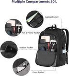 MATEIN 17 Inch Backpack for Men, Professional Work Office Laptop Backpack with Anti Theft Pocket & Trolley Sleeve, Water Resistant Large College Daypack Travel Carry On, Black Grey