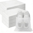 200 Pack Shoe Storage Bags, Large Drawstring Dust Bags for Travel, Non-Woven Breathable Shoe Covers for Boots, Purses, Heels – Portable Organizer Pouches, 18.9 x 12.6 Inch (White)