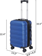 SUPER DEAL Spinner Luggage 21 Inch Hardside Expandable Suitcase Travel Carry On Luggage with 360° Swivel Wheels and Height Adjustable Handle, Blue