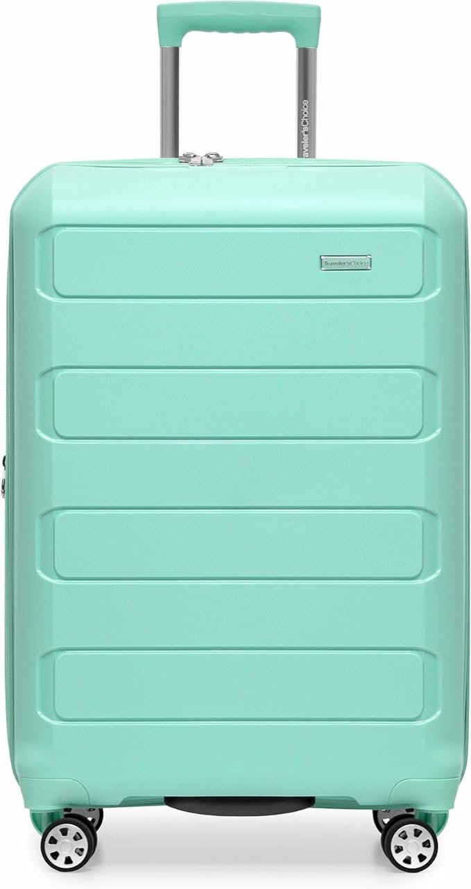 Traveler's Choice Pagosa Hardshell Expandable Luggage with Spinner Wheels, Mint, 26-Inch Medium