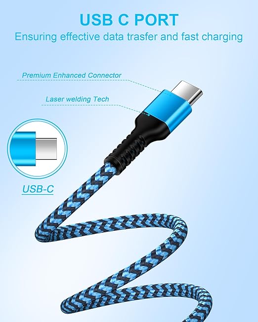 USB C Cable for iPhone Air iPhone 17e 17 Pro Max 17pro 17 16e 16 16pro 15 Pro/Plus, 2pack Woven USB to Usbc Fast Charging Cable, Android C Type Charger Cord for Car Carplay Apple Power Car Play Wire