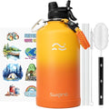 Swigina [2-IN-1 LID] Gallon Insulated Water Bottle with Silicone Boot (48hrs Cold/24hrs Hot) - DIY Stickers, Leakproof, BPA Free, 128 oz
