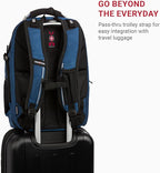 SwissGear Travel Tech Elite Laptop Backpack – Fits Laptops up to 16” – ScanSmart TSA-Friendly Backpack with USB Port, Shoe Compartment & Organizer Pockets – Blue/Black
