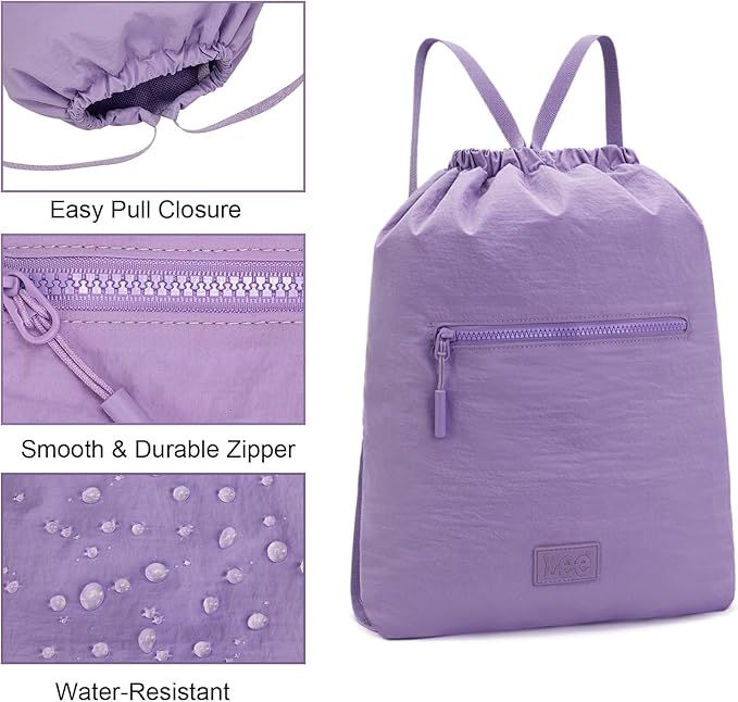 Lee Drawstring Backpack Bag Lightweight Small Gym Swim Beach Bag Water Resistant Sports Sackpack for Men Women, LEE48-002PP