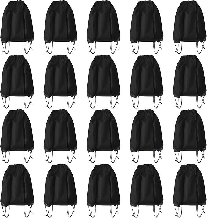 JohahaTim Drawstring Backpack Bulk 20 Pcs Draw String Bags DIY Gym Sports Traveling Yoga Cinch Bag Sackpack Drawstring (Black)