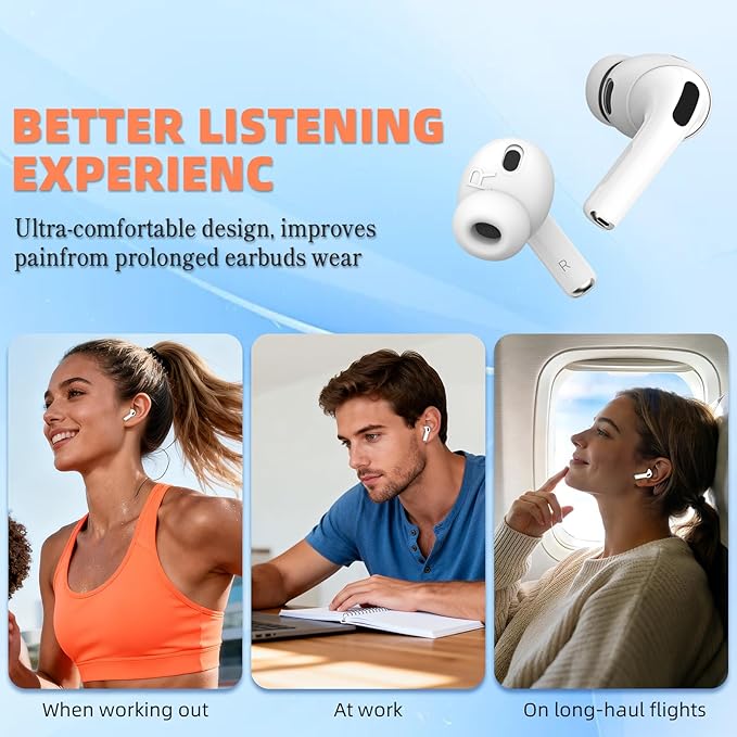 [5 Pairs] for AirPods Pro 3 Ear Tips Cover [Fit in Case], Soft Silicone AirPod Pro 3 Ear Cover Anti Slip Air Pod pro 3 Accessories Compatible with AirPods Pro 3rd Generation Earbuds 2025 (White)